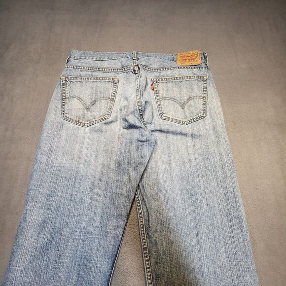 Levi's 569 Jeans Mens 35x31 Blue Denim Loose Straight Leg Distressed Thrashed - Picture 12 of 16